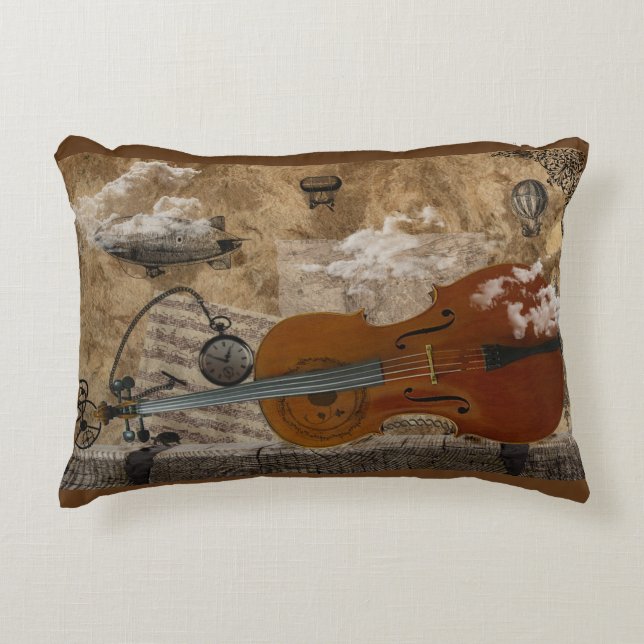 Almofada Decorativa Violoncelo Steampunk (Frente)