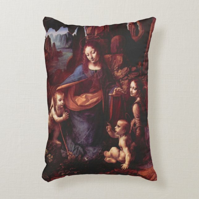 Almofada Decorativa Virgem das Rochas de Leonardo da Vinci (Frente(Vertical))
