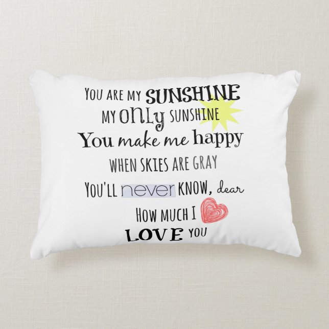 Almofada Decorativa Você é minha tipografia de arte sunshine (Frente)
