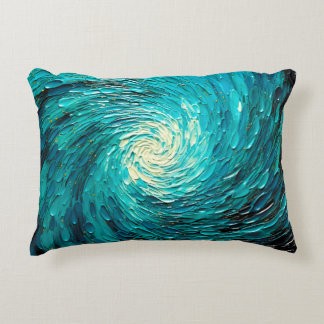 Almofada Decorativa Vórtice Abstrato do Oceano Turquesa