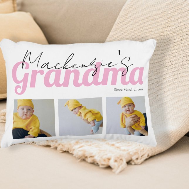 Almofada Decorativa Vovó de Foto e Texto Personalizado (Photo and Text Grandma Custom Personalized Accent Pillow by Ricaso. Available in other colors)
