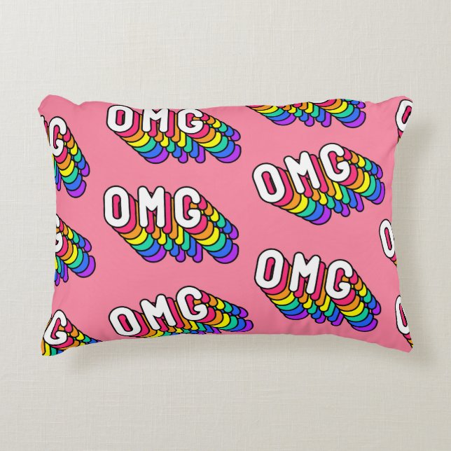 Almofada Decorativa Wallpaper de Comic Pink do Quirky OMG (Frente)