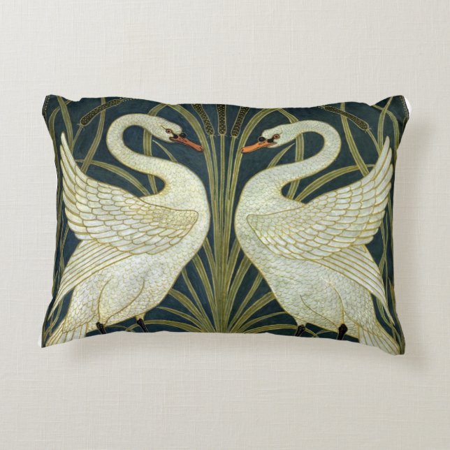 Almofada Decorativa Walter Crane Swan & Rush and Iris Victorian  (Verso)