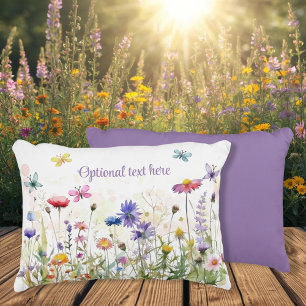 Almofada Decorativa Watercolor Butterflies wildflower boketext