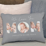 Almofada Decorativa We Love You Mom Photo<br><div class="desc">This charming photo keepsake pillow is decorated with family photos in the shape of "MOM" and says, "We Love You." Easily customizable with your photos and children's names.</div>