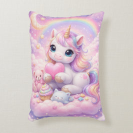Almofada Decorativa Whimsical Kawaii Unicorn & Friends Pastel Cloud