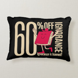 Almofada Decorativa Whimsical Red Book Ignorance Banned Accent Throw 