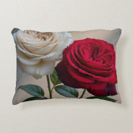 Almofada Decorativa White and Red Rose Home Decor Pillow