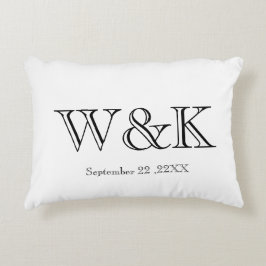 Almofada Decorativa White & black monogram wedding keepsake 