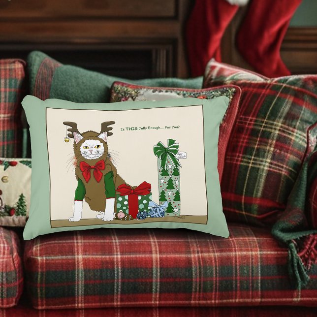 Almofada Decorativa White Cat Christmas Jolly Funny (Criador carregado)