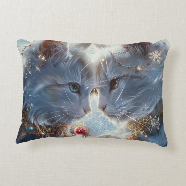 Almofada Decorativa White Cats Digital Art (Verso)