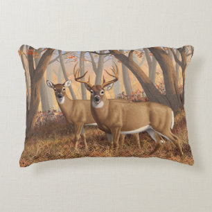 Almofada Decorativa Whitetail Deer Buck & Doe Autumn Mapods