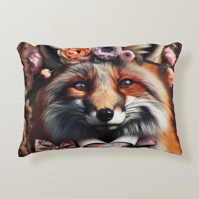Almofada Decorativa Wild fox wearing a tie cute pillow (Frente)
