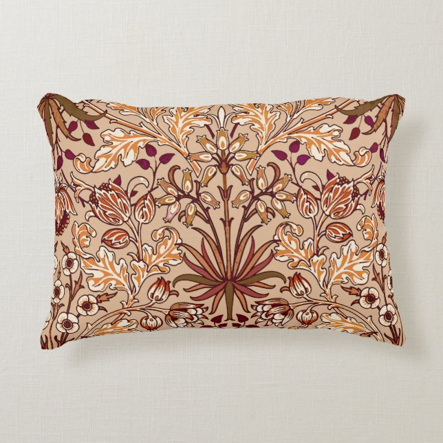 Almofada Decorativa William Morris Hyacinth Impressão, Brown e Beige (Frente)