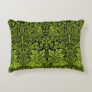 Almofada Decorativa William Morris Irmão Coelho Verde Oliva Preto