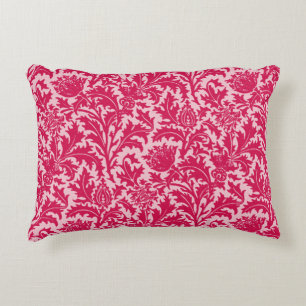 Almofada Decorativa William Morris Thiste Damask, Rosa de Fúcsia