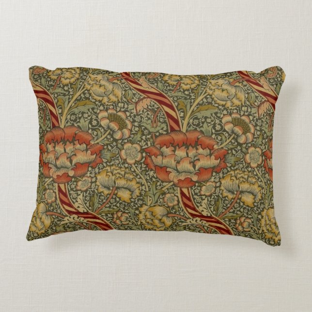 Almofada Decorativa William Morris Wandle English Floral Damask Design (Verso)