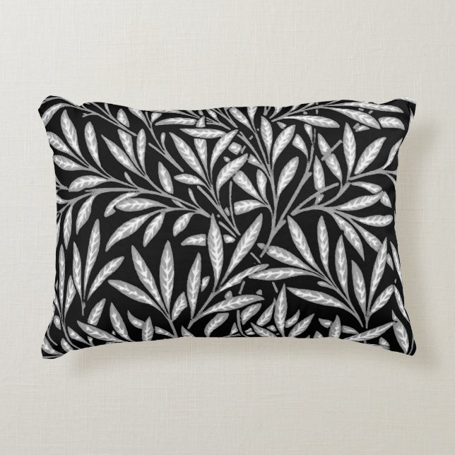 Almofada Decorativa William Morris Willow Pattern, Preto e Branco (Frente)