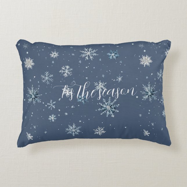 Almofada Decorativa Winter Blue Silver Snowflakes Christmas (Frente)