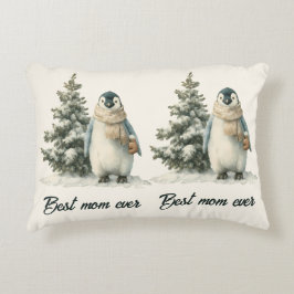 Almofada Decorativa Winter Penguin “Best Mom Ever” Design