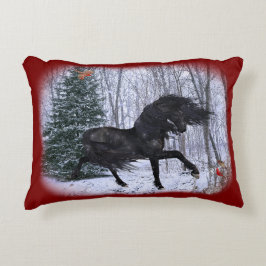 Almofada Decorativa Winter Wonderland Friesian Horse Pillow