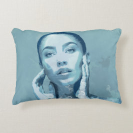 Almofada Decorativa "Woman in Blue" Premium Canvas