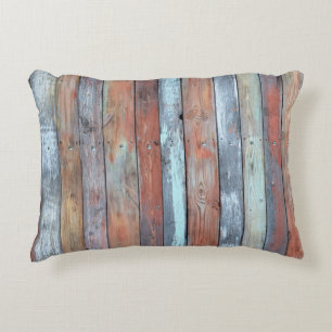 Almofada Decorativa Wooden wall texture, old painted multicolored wood