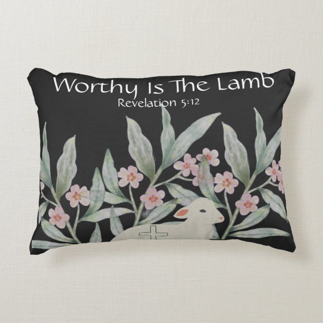 Almofada Decorativa Worthy Is The Lamb Round Accent Pillow (Frente)