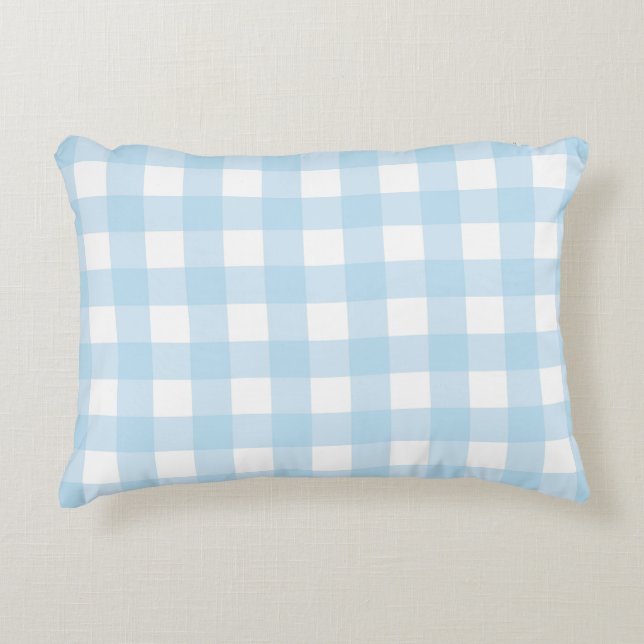 Almofada Decorativa Xadrez azul bebê (Frente)