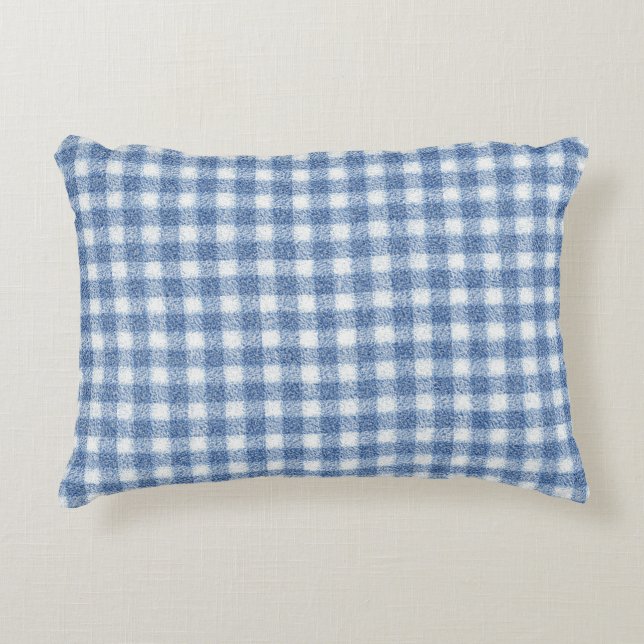 Almofada Decorativa Xadrez Azul e Branco Clássico (Frente)