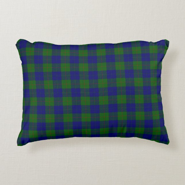 Almofada Decorativa Xadrez azul-tartan-de-clã-barro (Frente)