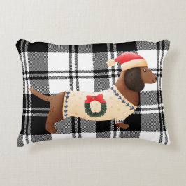 Almofada Decorativa Xadrez de tartã de cachorro engraçado design único