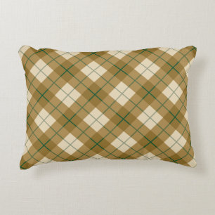 Almofada Decorativa Xadrez diagonal no ouro com listra verde