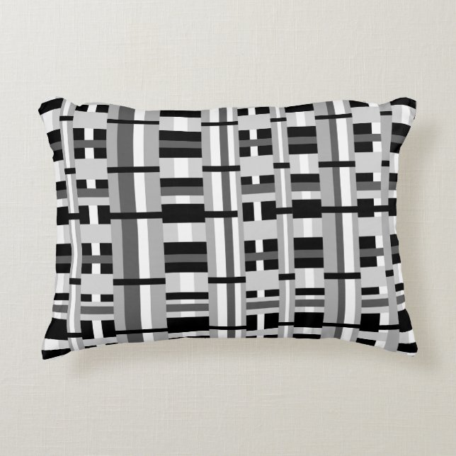 Almofada Decorativa Xadrez em branco preto e Cinza (Frente)