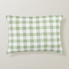 Almofada Decorativa Xadrez Rustic Neutral Sage Green Gingham