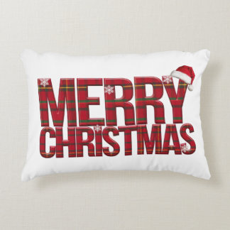 Almofada Decorativa xadrez vermelha de natal alegre