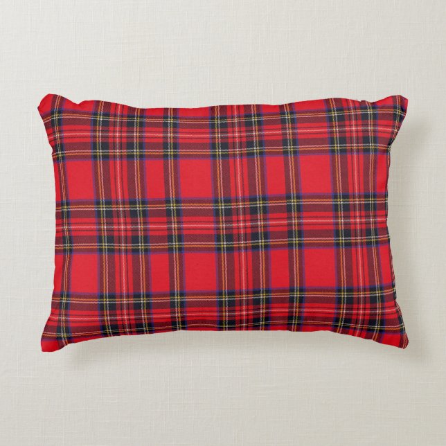 Almofada Decorativa Xadrez vermelha de Stewart tartan (Frente)