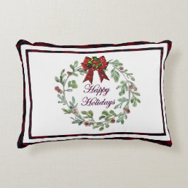 Almofada Decorativa Xadrez Vermelha Feliz Feriados