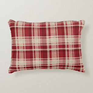 Almofada Decorativa Xadrezes de Creme Vermelho