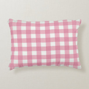 Almofada Decorativa Xadrezinho Rosa Branco Gingham Xadrez Sala Quarto