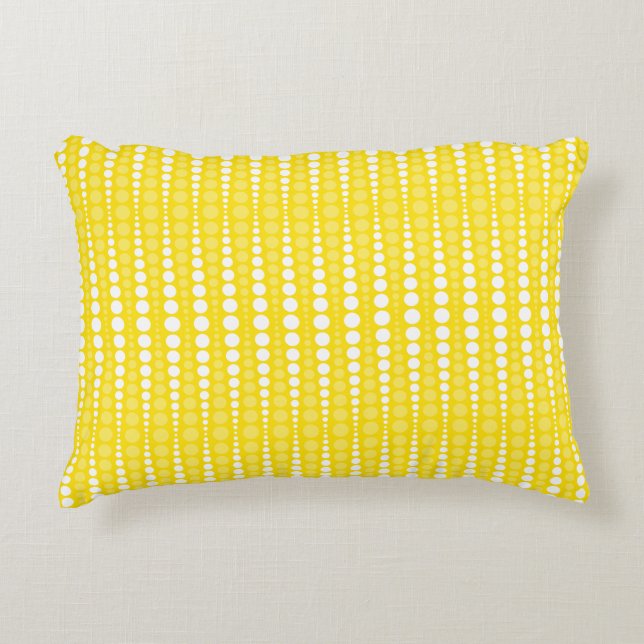 Almofada Decorativa Yellow and White Polka Dot Accent Pillow (Frente)