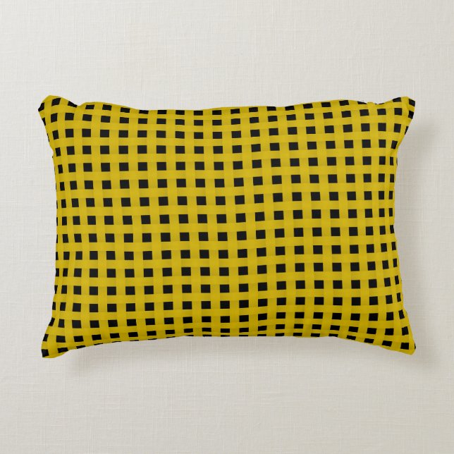 Almofada Decorativa Yellow Black Weave Pattern (Frente)