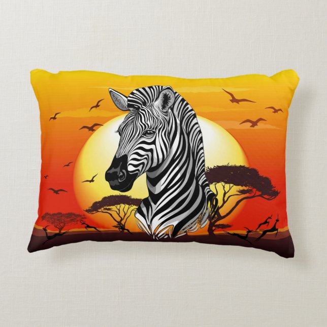 Almofada Decorativa Zebra African Savanna Wild Animal (Verso)