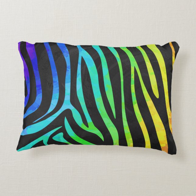 Almofada Decorativa Zebra Black e Rainbow Impressão (Verso)