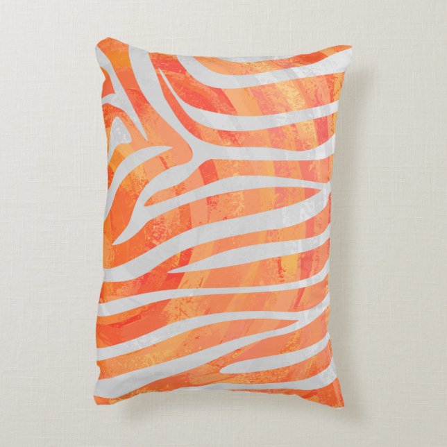 Almofada Decorativa Zebra Orange e White Silhouette (Verso(Vertical))