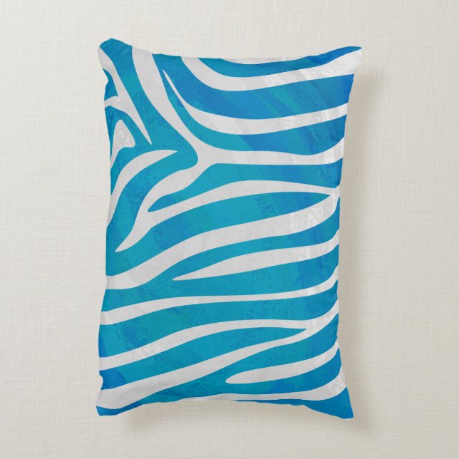 Almofada Decorativa Zebra Silhouette Azul e Branco (Verso(Vertical))