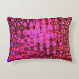 Almofada Decorativa Zigzags Atômicos Retrô Abstratos Legais em Rosa e 
