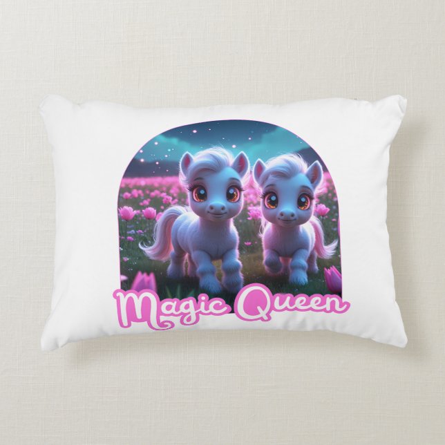 Almofada Decorativa Zwei kleine süße Ponys - Magic Queen (Frente)