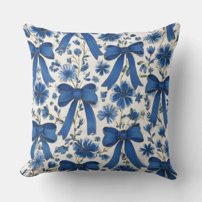 Almofada Decorative Bow and Flowers Throw Pillow (Frente)