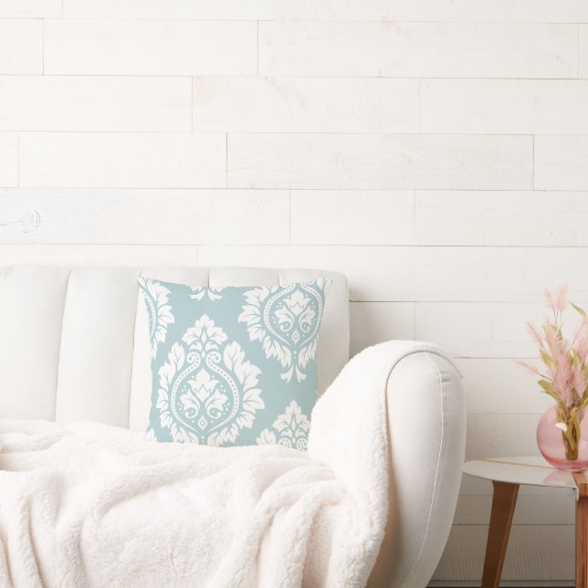 Almofada Decorative Damask Art I White on Duck Egg Blue (Sofá)